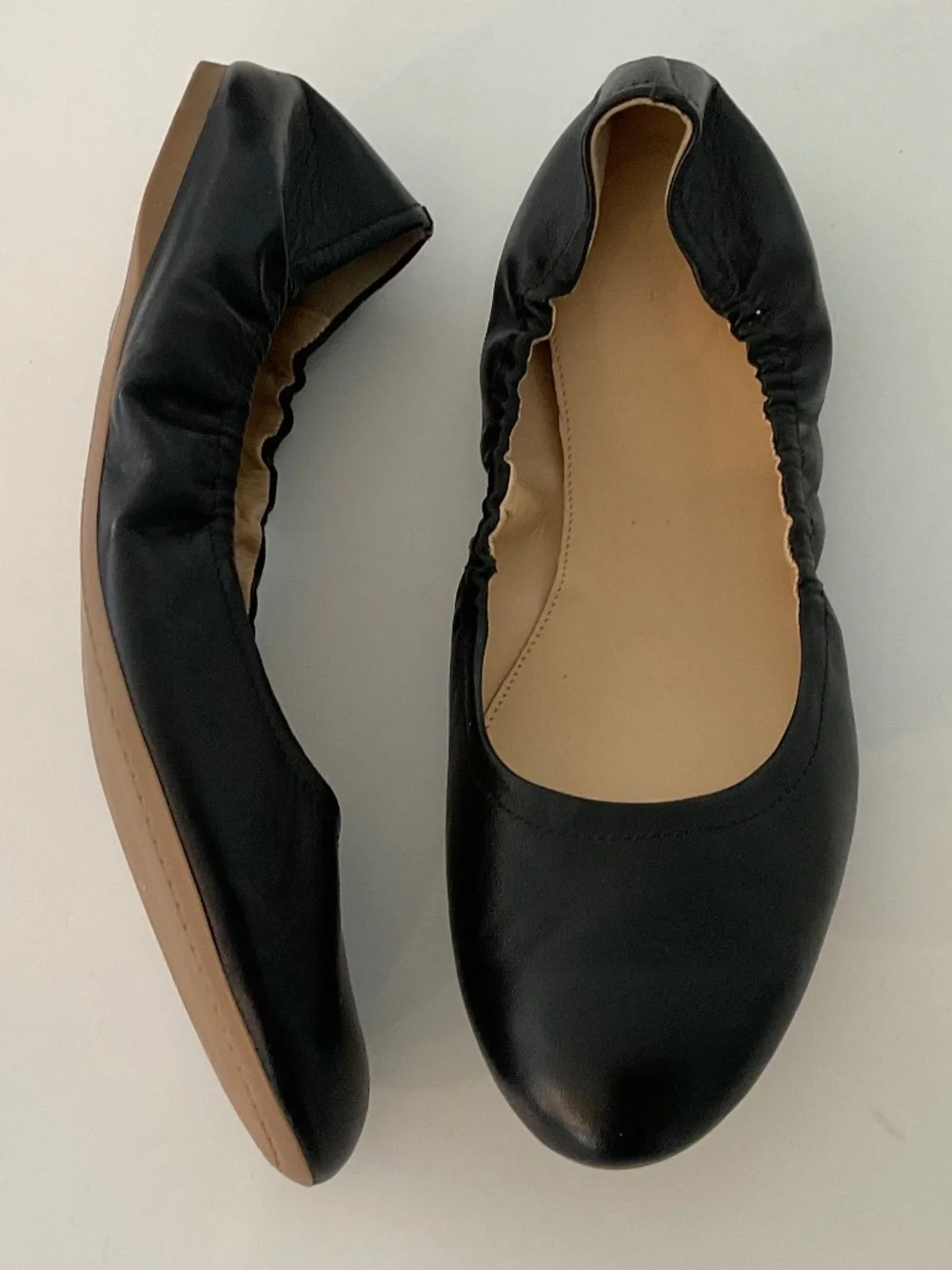J. CREW Emma Black Leather Ballet Flats Size 10